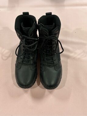 Academy Men's Black Tactical Lace-Up Boots with zippers.